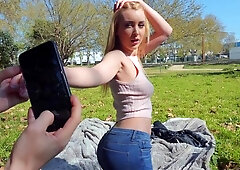Public Pickups: Athletic Amaris POV blowjob in tiny thongs