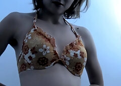 Cute teen 18+ bimbo is changing in dressing room showing tits