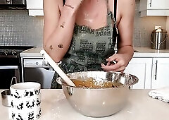 Getting sexually excited whilst baking cookies so that guy gave me a cream pie in one as well as the other holes!