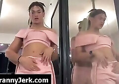 blonde tgirl getting off on camera