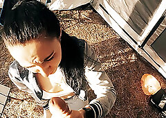 Cheating tourist have to suck penis for help