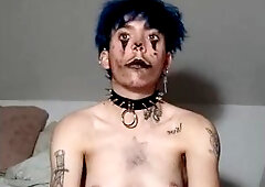 Trans Man With A Clown Makeup Masturbates
