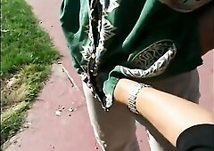 Randy shlong sucking chick is creamed and takes a rod in the twat on the tennis court until her fresh student busts a chunky nut all over her face.
