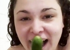 ButtPlugBetty - PAWG fucks her ass with a huge cucumber