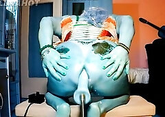 Hawt blue Skin Avatar drilled by Machine video 4