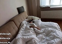 // Foot Fetish // Andre Love in White Socks Stroking Her Lover's Penis