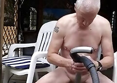 Grandpa Daddy Public Outdoor Vacuumcleaner and Dildo Machinefuck Cumshot Sexshow 2
