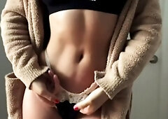 Cute curly brunette solo webcam masturbation