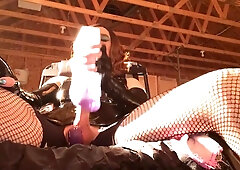 Smoking Alektra No 54 ( In Black Latex Dress Long Blue Nails Dildo In Ass Cum Spray)