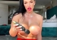 Bubble Boobs Brunette Bends Her Big Ass Over To Masturbate