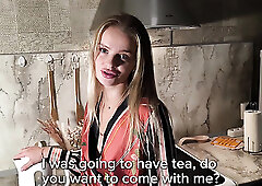 blonde girl with a wet slit ends up fucking her neighbor, HARD