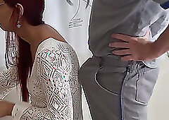 Maintenance worker gets an erection and fucks housewife!