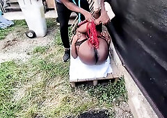 Thrashing and domination for a tractable ebony cutie What a yielding little ebony beauty! Slaps on the ass cheeks aren't sufficiently to calm her