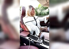 Amateur crossdresser Kellycd2022 hot mother i'd like to fuck enjoying an afternoon drive out wearing a hawt white suit hot white nylons and watch