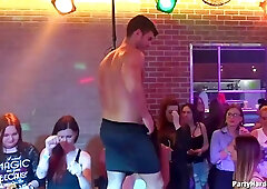 Handsome, tattooed guy is fucking various ladies in the night club, to make them scream