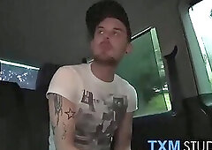 Hot Aaron twink loves double penetration and doggystyle fuck