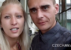 Good blonde with green eyes feels a big cock in her pussy