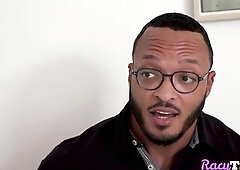 T-Girl floozy banged in taut booty by large white dong