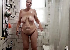 Hawt Aged Vee Takes A Shower And Masturbates!