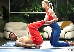 Sacral chakras align when an built younger stud gets a one-on-one workout with Barbie, the yoga instructor everybody goes to when they wish to be whip