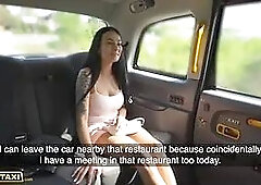 Faux cab - teenage Big Tits brunette in narrow clothes pounded and gives oral to oral creampie before her romantic date