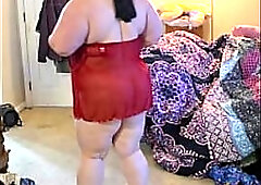 Bbw in lingerie striptease