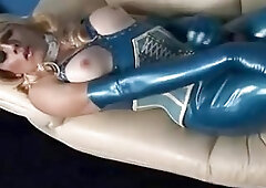 Blonde trans babe plays with her she dick and cums