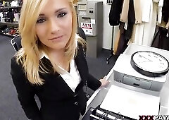 This hot blond Mother I'd Like To Fuck came in my shop with a enormous load of office equipment. That Babe even brought in a plant. What the bang
