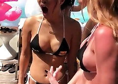Beautiful amateur blonde barmaid paid sex in public
