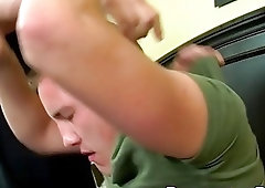 Muscly jock bent over and hammered after an oral foreplay