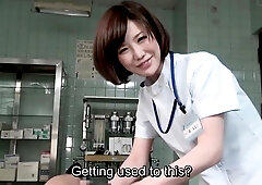 Subtitles CFNM Japanese female doctor handjob