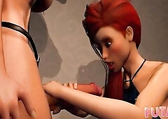 Redhead sweetheart can't resist futa's large penis!