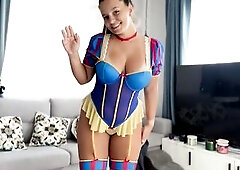 A hotty with large breasts tries on pants and shows off her twat. Compilation