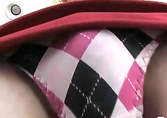 Flat chested shemale toys her ass and wanks her cock