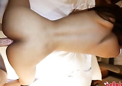 Breasty Thai transsexual takes tourist schlong in her booty whilst this babe jerks off