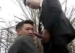 A suited Chinese man roughly fucking an elegant man
