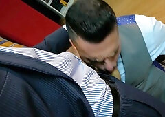 Suit bukkake on Gabriel’s stunned face