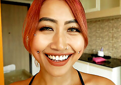 Kinky amateur Asian teen named Fang blowjob & sex on camera