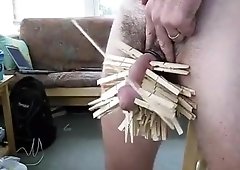 fifty clothespins and a cane