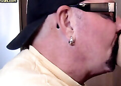 Gloryhole amateur DILF sucks black cock till cum in mouth