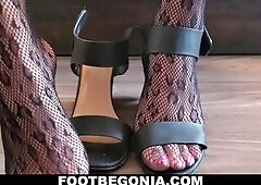 My ebony leopard nylons and sexy feet, toes closeup foot worship