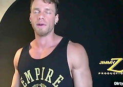 Muscle bodybuilder assjob with jizz flow