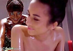 Big tits big ass ebony lesbian massage with lesbian scissoring orgasm