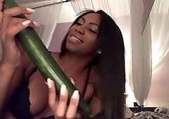 Food Sex - Sloppy Blowjob - Sucking Cucumbers - Spitting - Ebonylovers