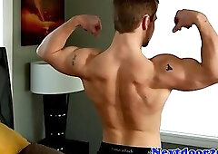 Gaysex athletic stud wanking his cock