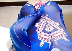 Cute Trans Cutie Drinks Biggest load of Cum after Sucking Large Ebony Sex toy and gets Overspread in Goo