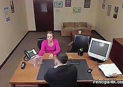 Soccer mom sucks on dildo while getting fucked