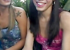 Two horny shemales shared a single cock in this 3some action