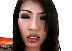 Brunette ladyboy with hairy tool Rafes blows a cock POV