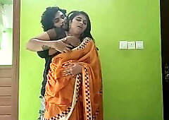 Saree Romance with Sexy Lip Lock - Mallu Pair Part -two